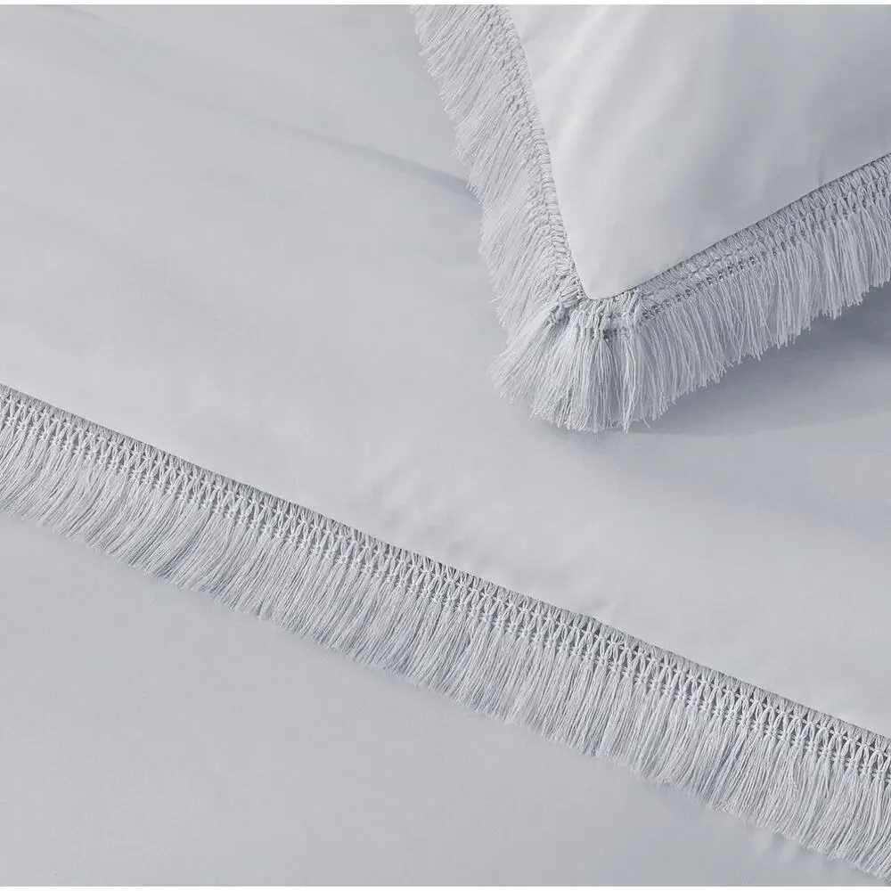Andency Light Grey Comforter Set Queen, 3 Pieces Boho Tassel Light Gray